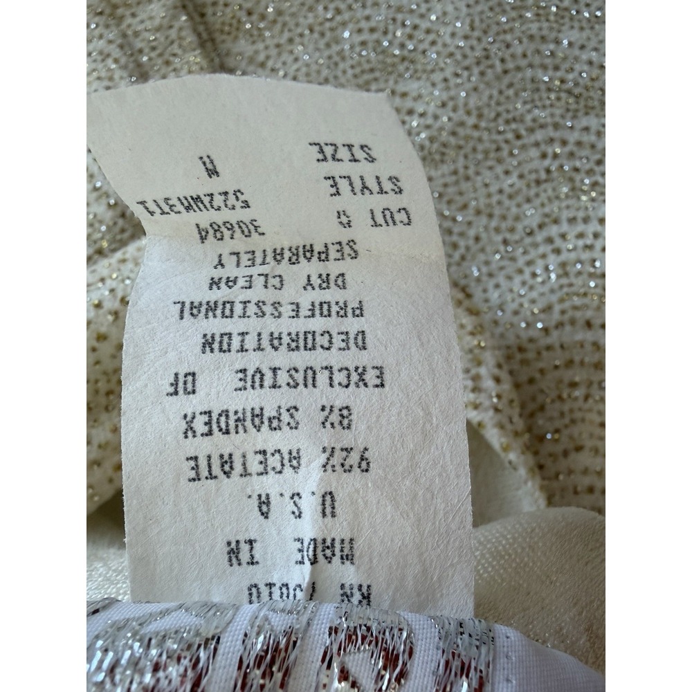 Vtg Y2K City Triangles Dress Sz M Cream Gold Metallic Sparkle Maxi Gown - Picture 6 of 10